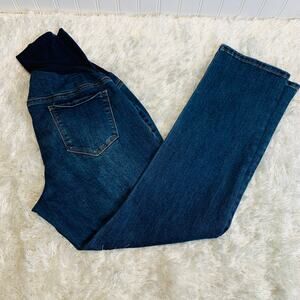 Indigo Blue Over Belly Maternity Dark Jeans Straight Leg P XL